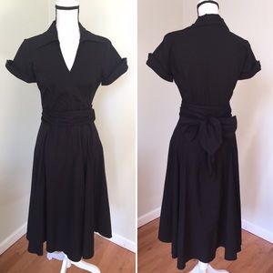 Midi Dress With Self-Tie Sash at Waist